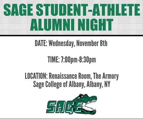 Join Sage's Department of Athletics for the Alumni Career Night on Nov. 8