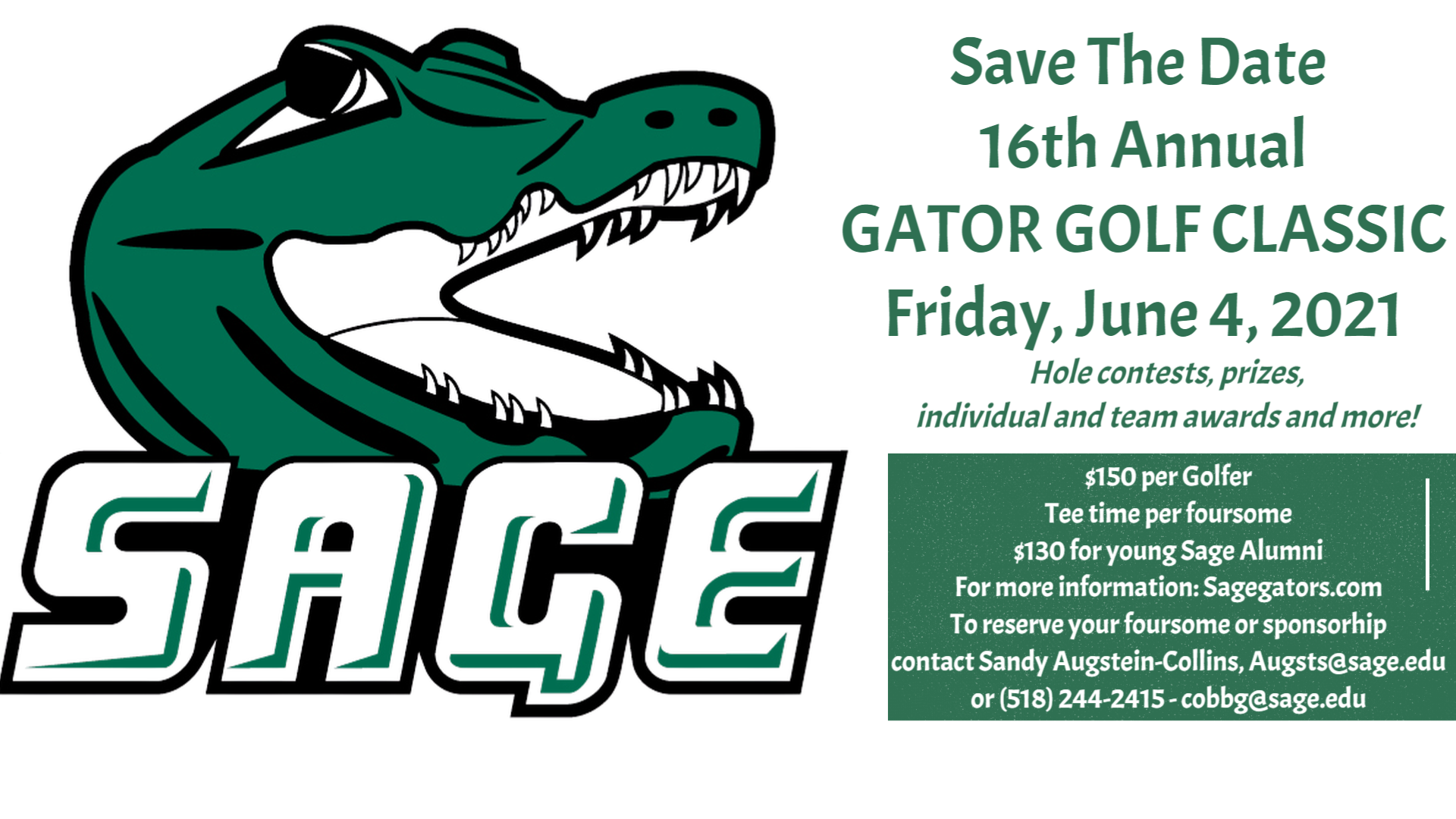 Mark your Calendar for the 16th Annual Gator Golf Classic on June 4