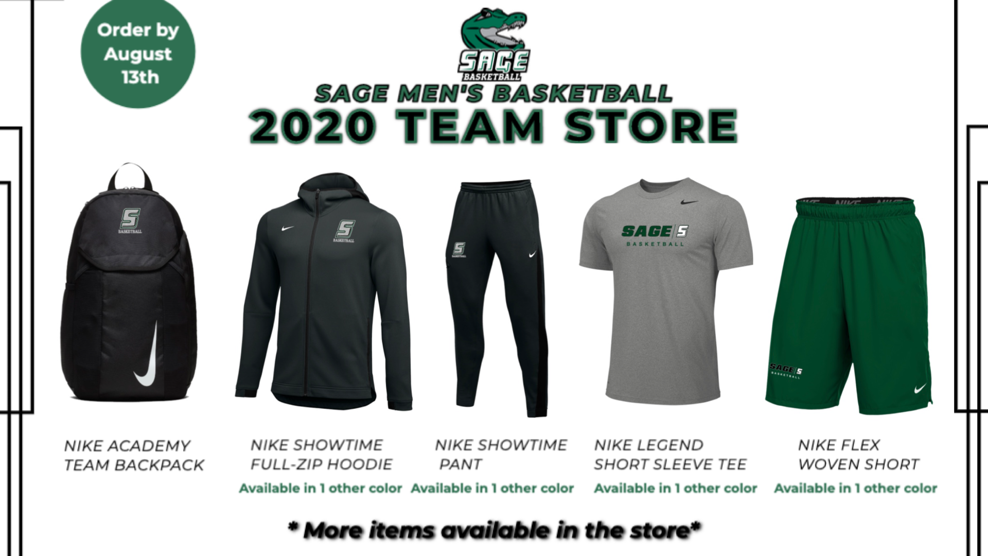 Support Sage Men's Basketball with a purchase on their Team Store