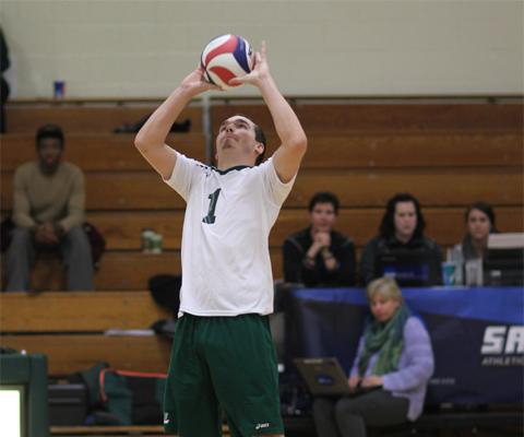 Men's Volleyball team splits results on day one at Keuka Tournament