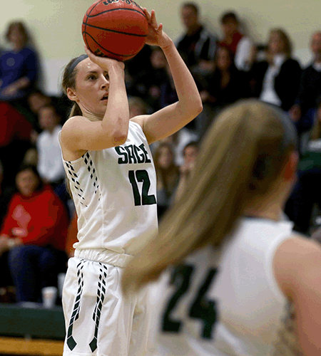Schoff and Parslow combine to lift Sage past Skidmore, 54-50 with play in the fourth quarter
