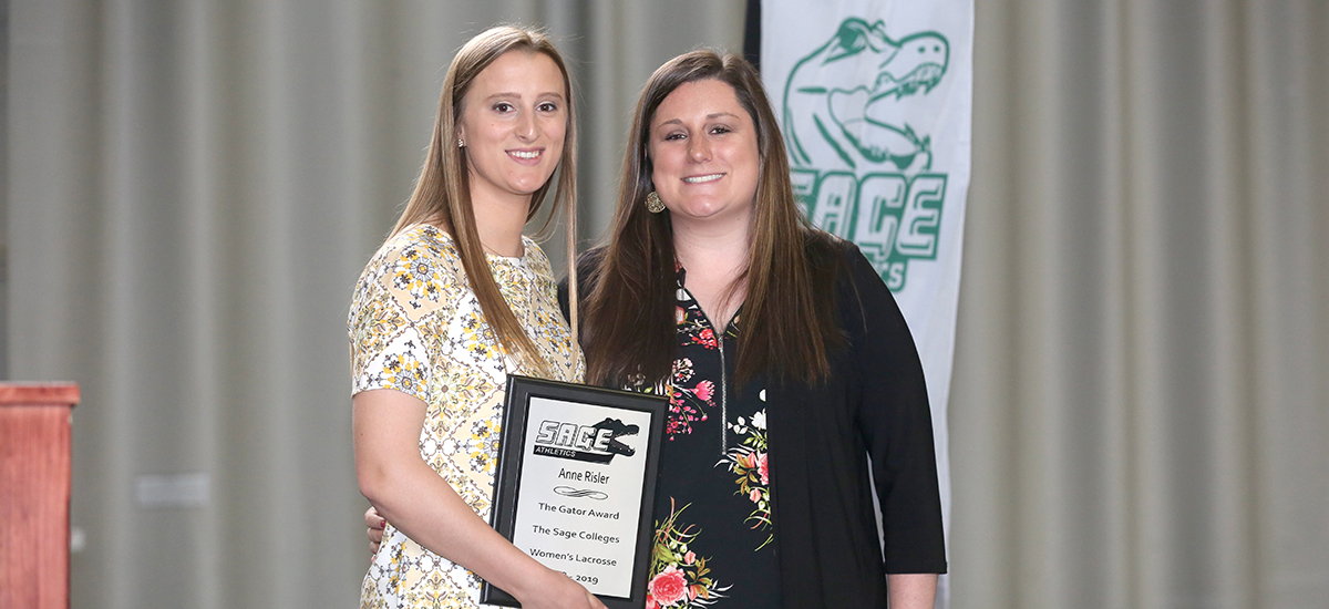 Anne Risler awarded Gator of the Year in women's lacrosse by head coach Lauren Marois.
