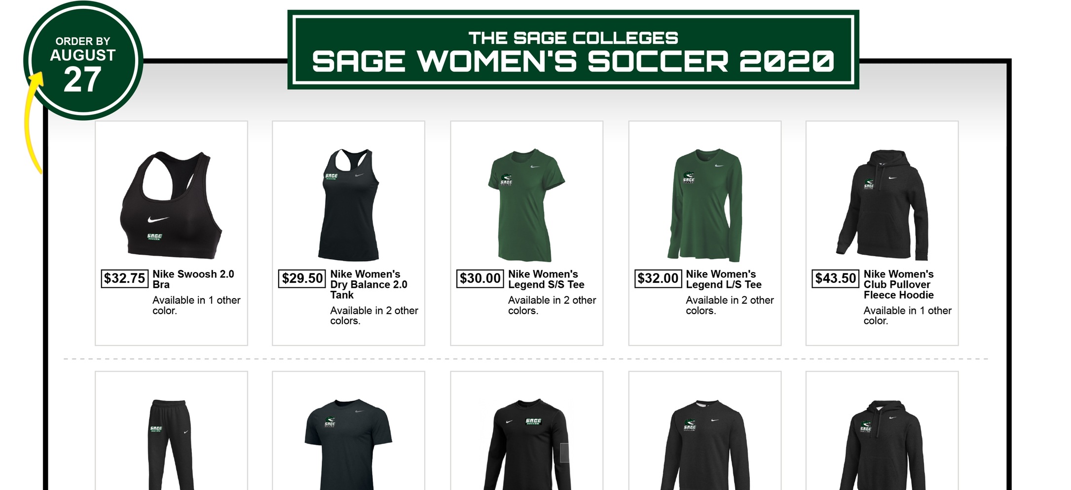 Help Support Sage's Women's Soccer Team with a purchase on their Team Store, Aug. 17-27