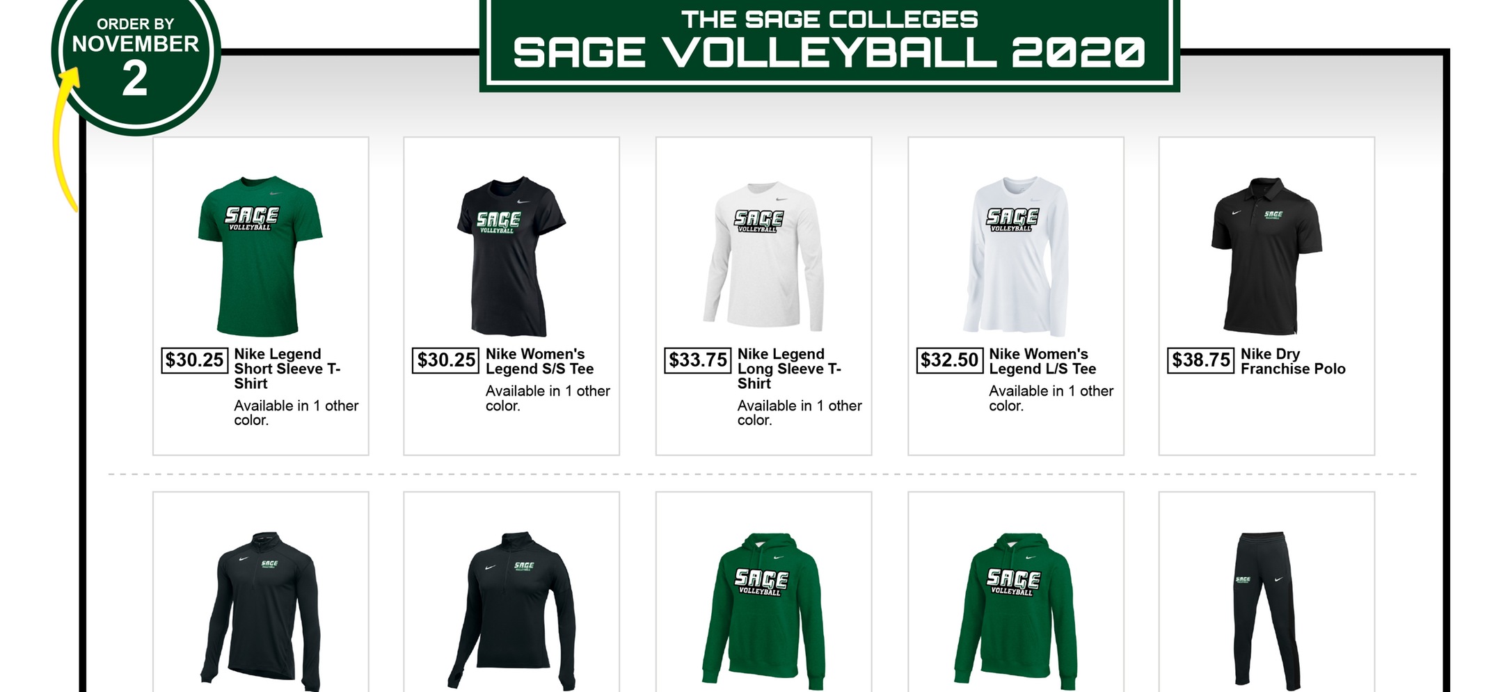 Support Sage Women's Volleyball Team with a purchase on their Team Store